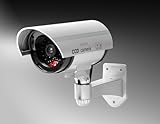 Technaxx Alemania Cámara de Seguridad Domo CCD CAM Interior Realista Falsa Vigilancia CCTV Rojo Intermitente Lente y Cable TX-18